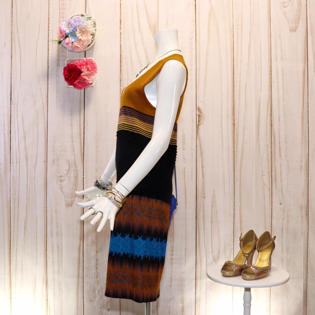 ミッソーニ ノースリーブニットワンピ マルチカラー フリーサイズ