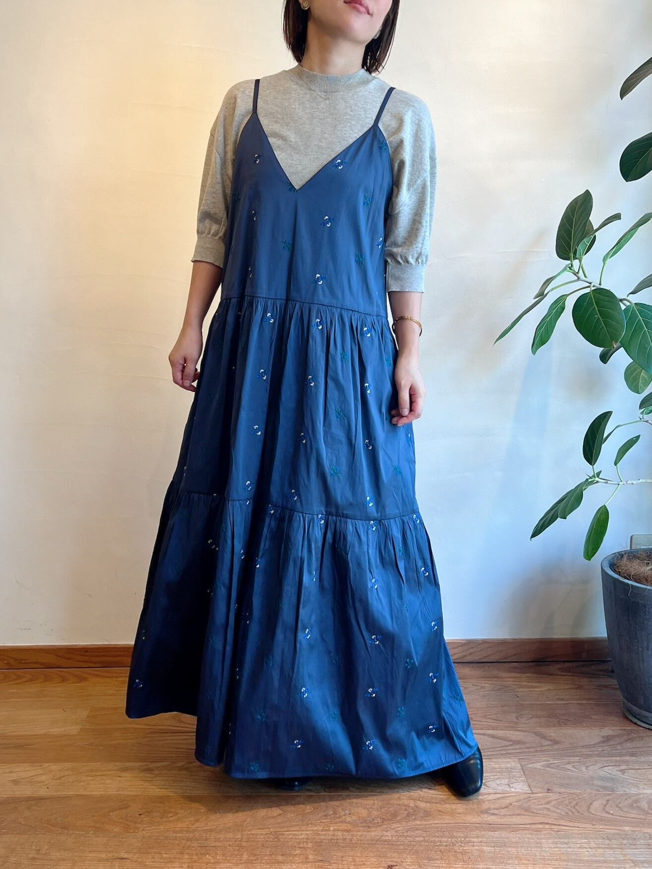 ne Quittez pas / ポリデュピオンエンブロイダリーキャミドレス | anouk