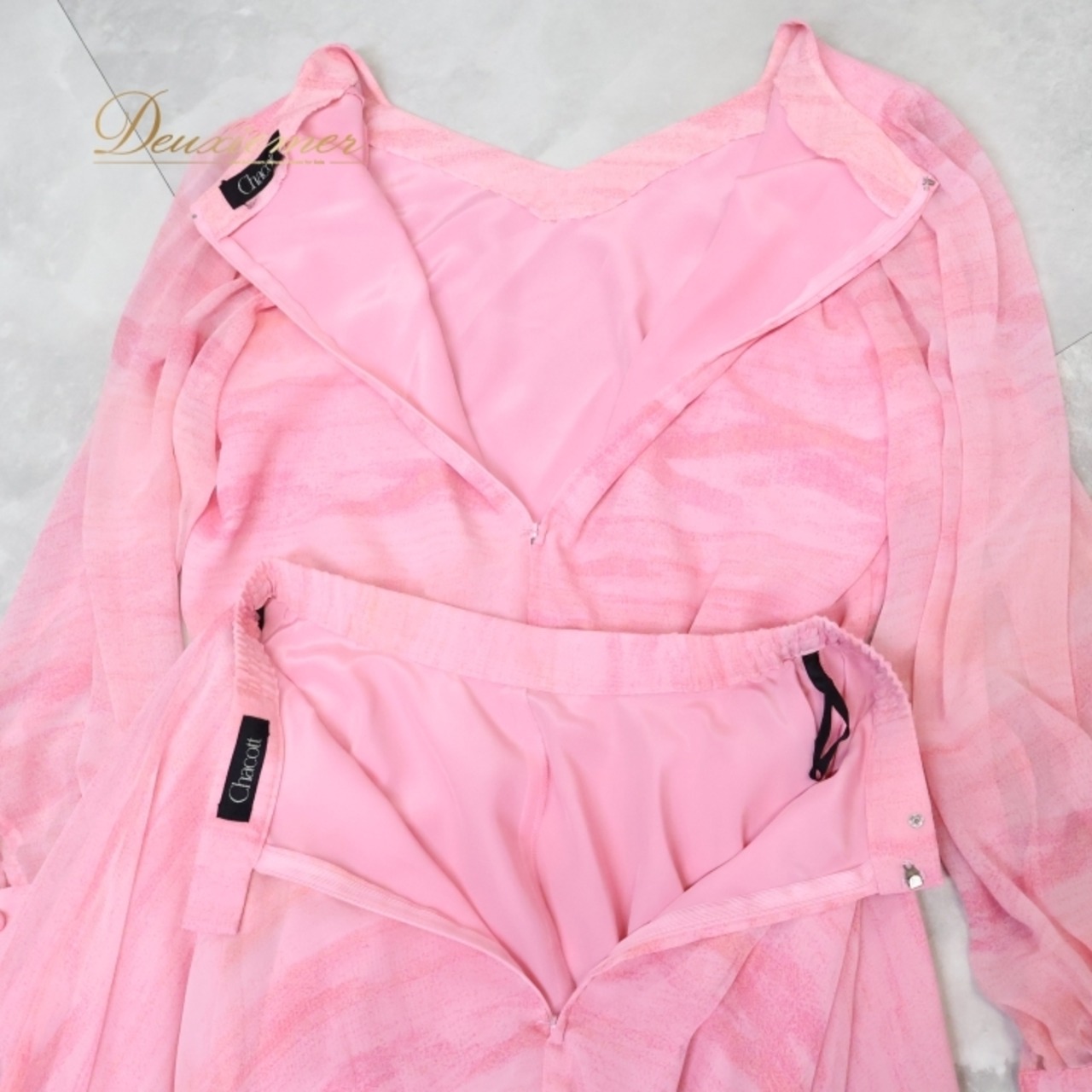 社交ダンス 衣装 チャコット Chacott 日本製 トップス ブラウス スカート ツーピース セットアップ ピンク系 パーティ 発表会 ダンス レッスン フォーマル ふんわり 可愛い おしゃれ  フォーマルウェア 大人 レディース コスチューム ステージ衣装