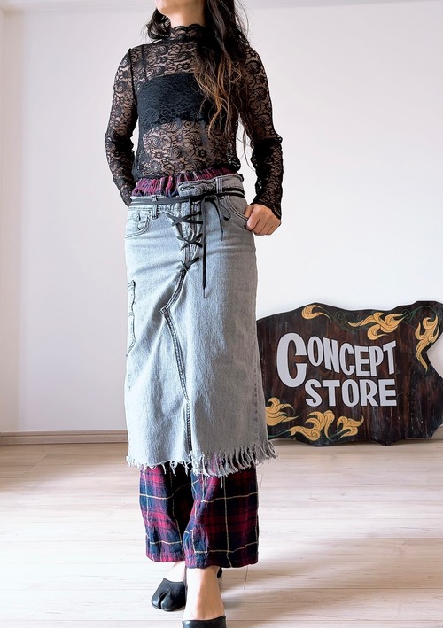 Lace-up remade skirt