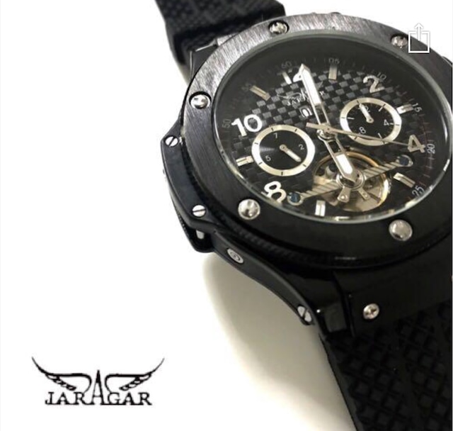 【JARAGAR】Automatic watch Black /腕時計/自動巻き/ラバー/tourbillon 》HUBLOT/ウブロ/オーデマピゲ/ビッグバンなど好きな方オススメ《