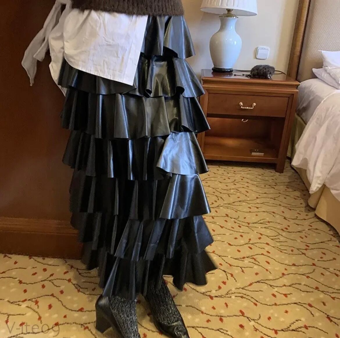 レザーティアードスカート