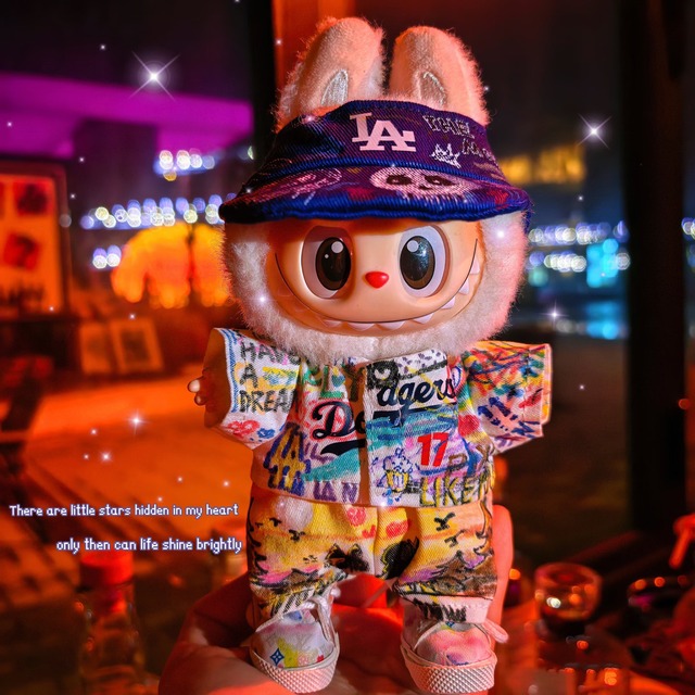 手描きベースボールテーマ labubu ラブブ専用コンプリートコスチューム (15-17cm) クールで可愛い一点物 職人仕上げの高品質