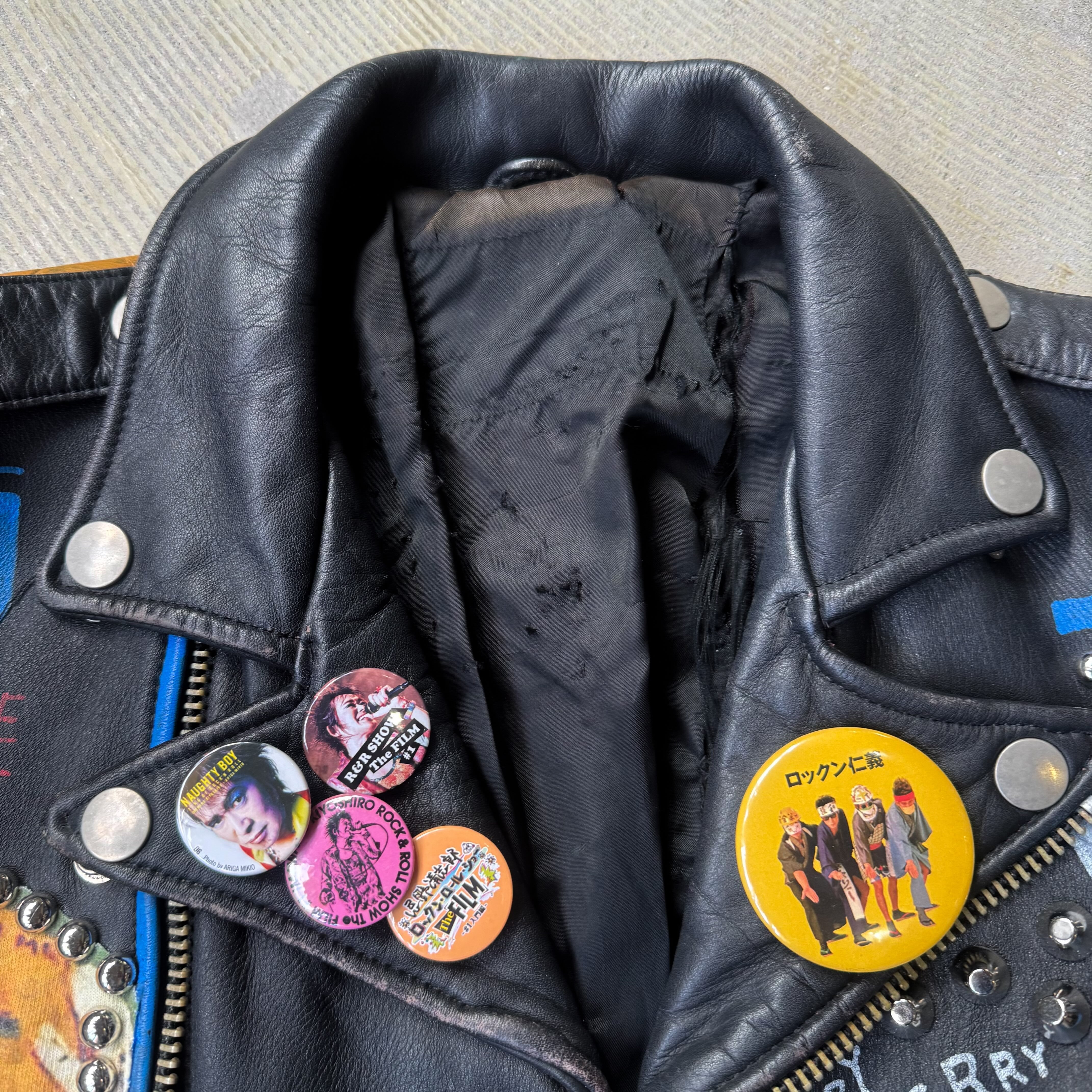 PAINT STUDDED CUSTOM LEATHER DOUBLE RIDERS JACKET / ペイント