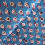 ブロックプリント生地【50cm単位】インド綿 小花柄 ブルー×赤ー×ベージュ #56425-BL2