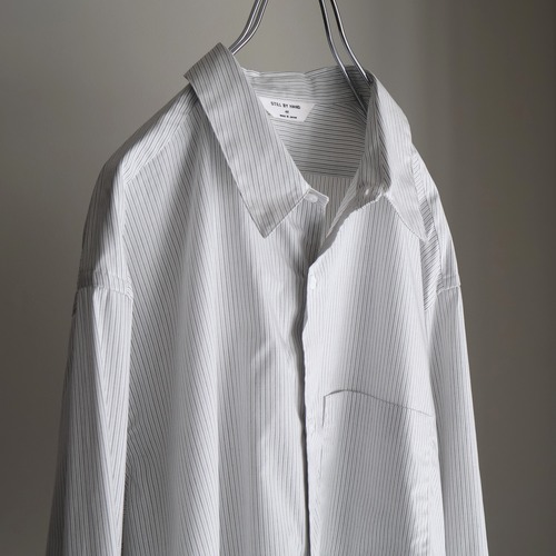 STILL BY HAND “ Regular collar shirt ( White Stripe )”