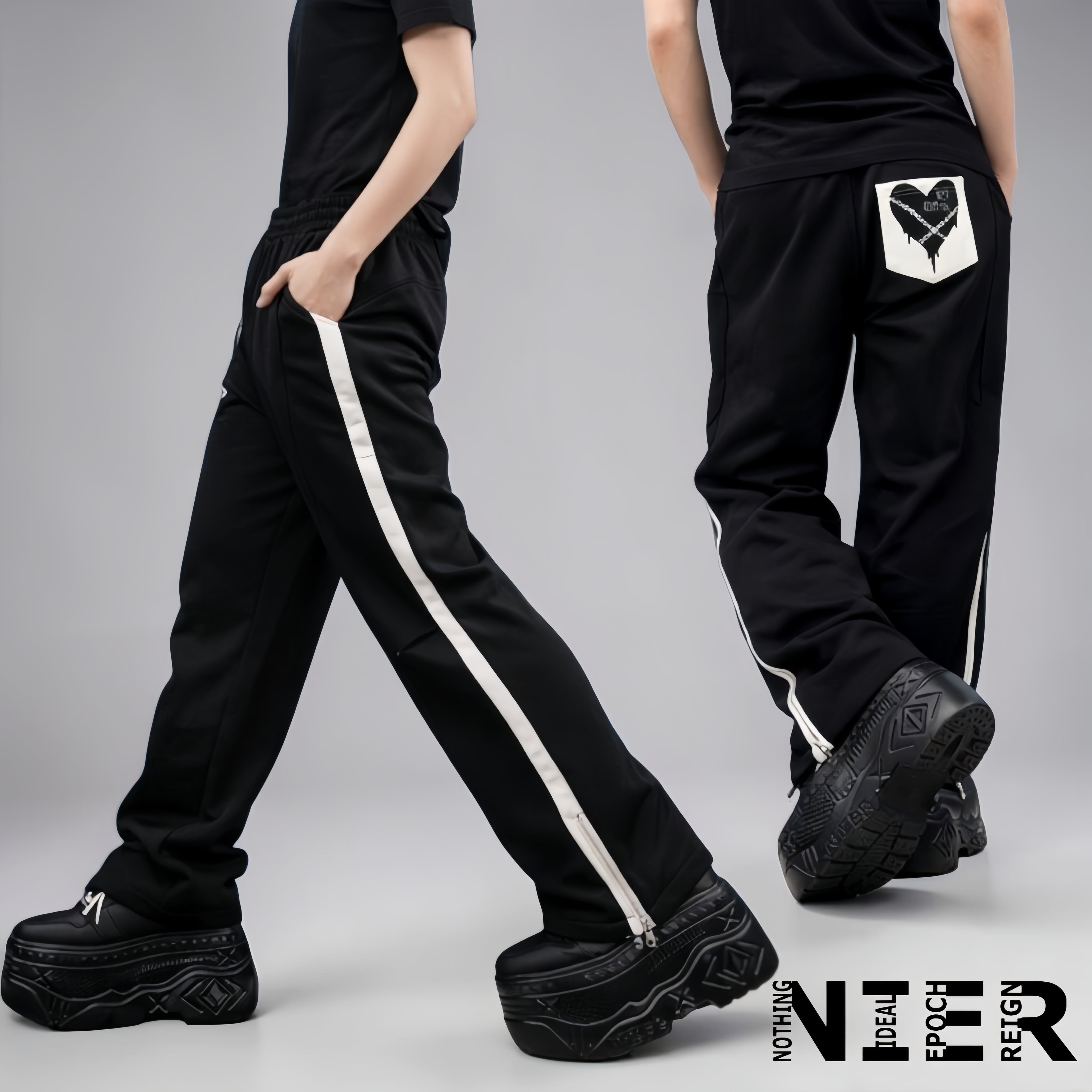 最終値下げ  NieR ZIP半袖、ZIP長袖、Tシャツ ワイドパンツ おまとめ ZIP SLIT PURPLE WIDE PANTS【CHAIN HEART】 | NIER CLOTHING