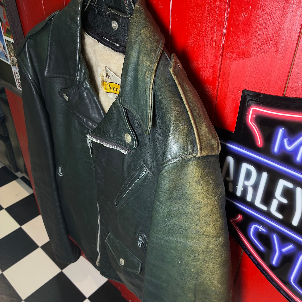 70s Schott 本革ダブルライダースジャケット　レザージャケット　パイソンタグ　取り外しライナー