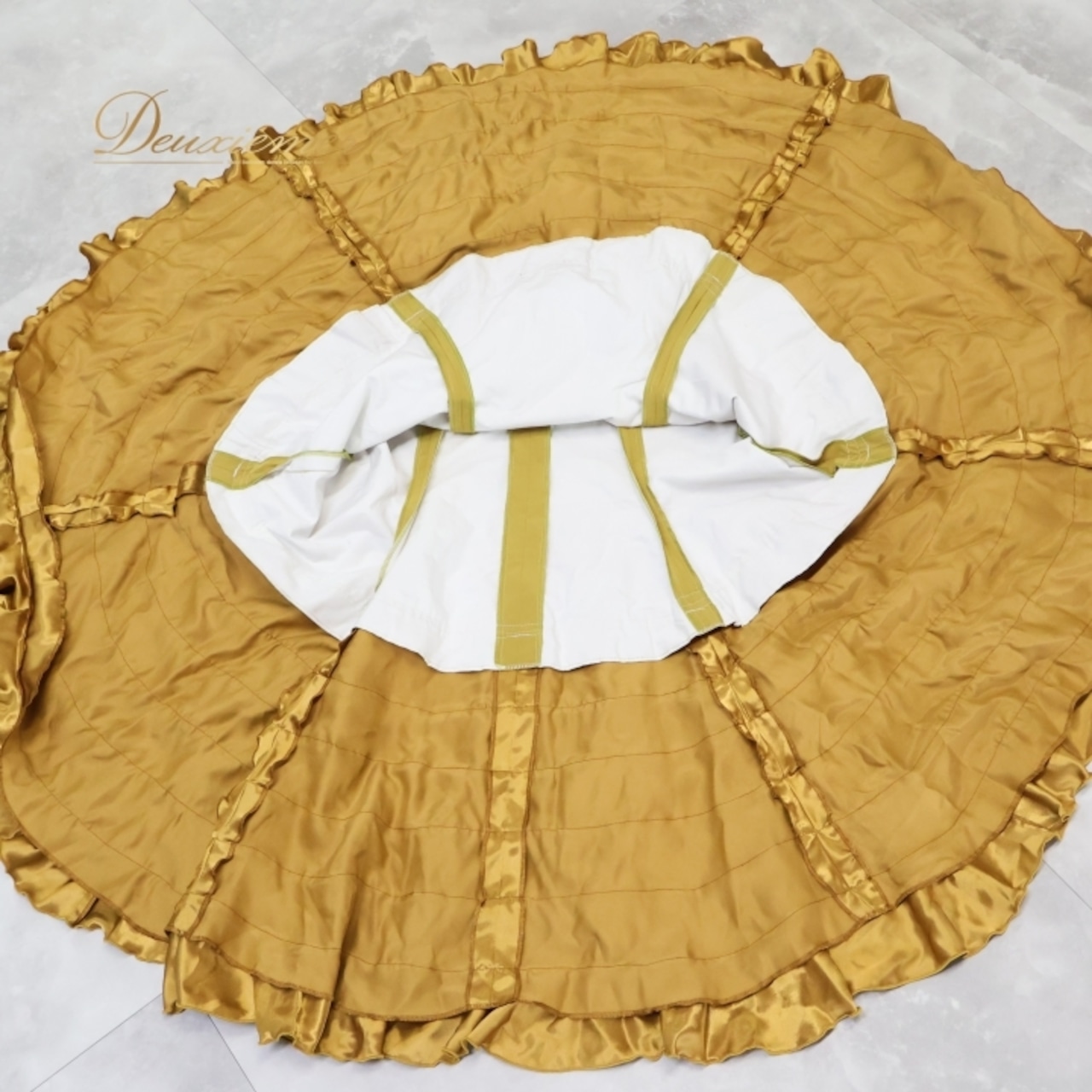 フラメンコ 衣装 ソニアジョーンズ SONIA JOHNES ファルダ スカート エプロン ボランテ フリル 装飾 レース オレンジ カーキ 黄土色 カーキ系 ブラウン系 オレンジ系 フラメンコ スカート お洒落 舞台衣装 エスニック タイト レディース フリルスカート 衣装セット ダンス衣装