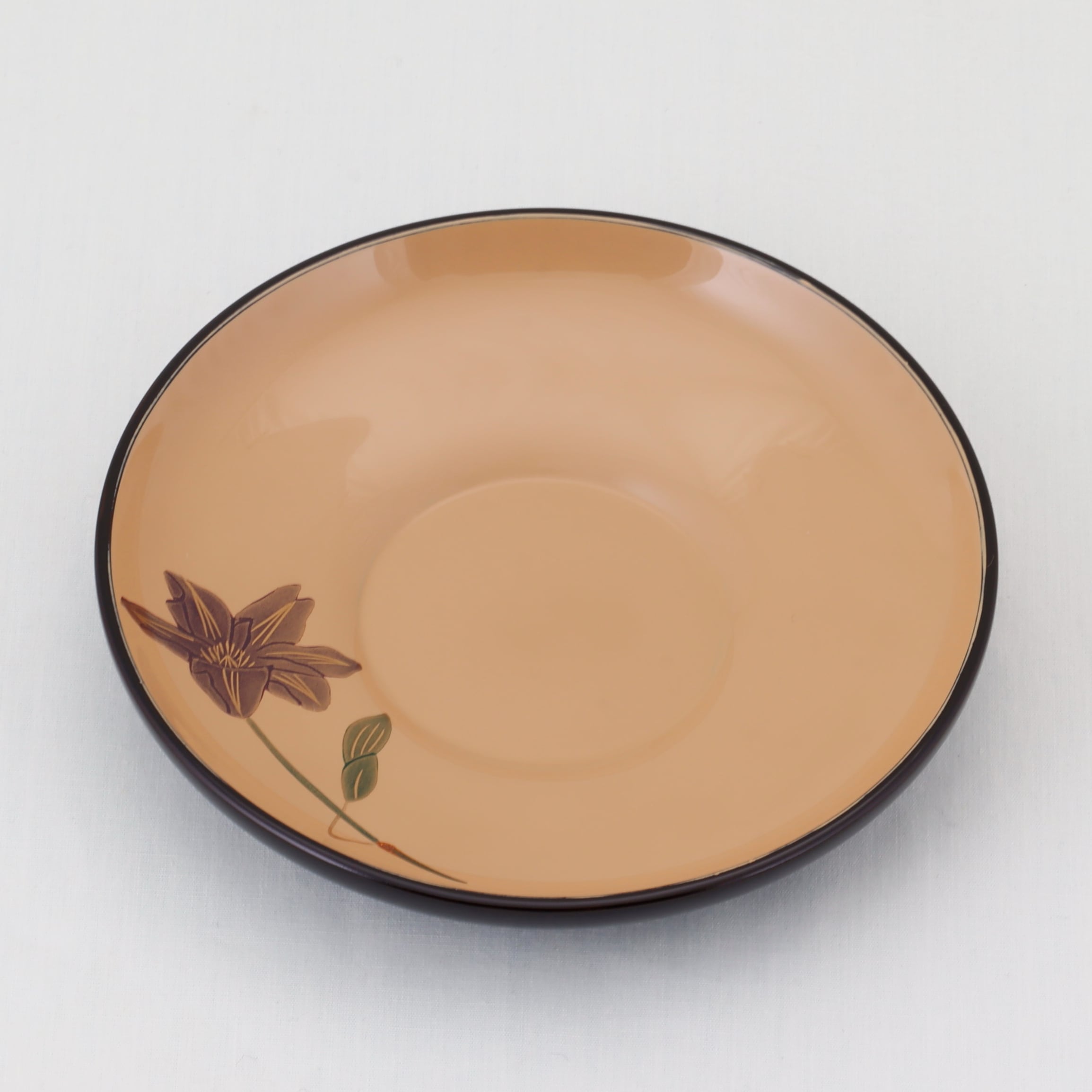 1603 輪島塗 茶托／黒内白塗／草花絵替わり蒔絵／五枚組 | 輪島塗 加藤