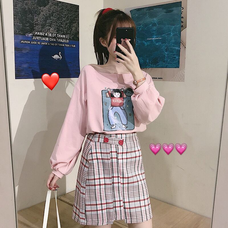 秋のスーツの女性2020新しいツーピースカレッジスタイルのプリントトップネットレッドファッション年齢を減らすチェック柄のスカート 萌量不足92682110369