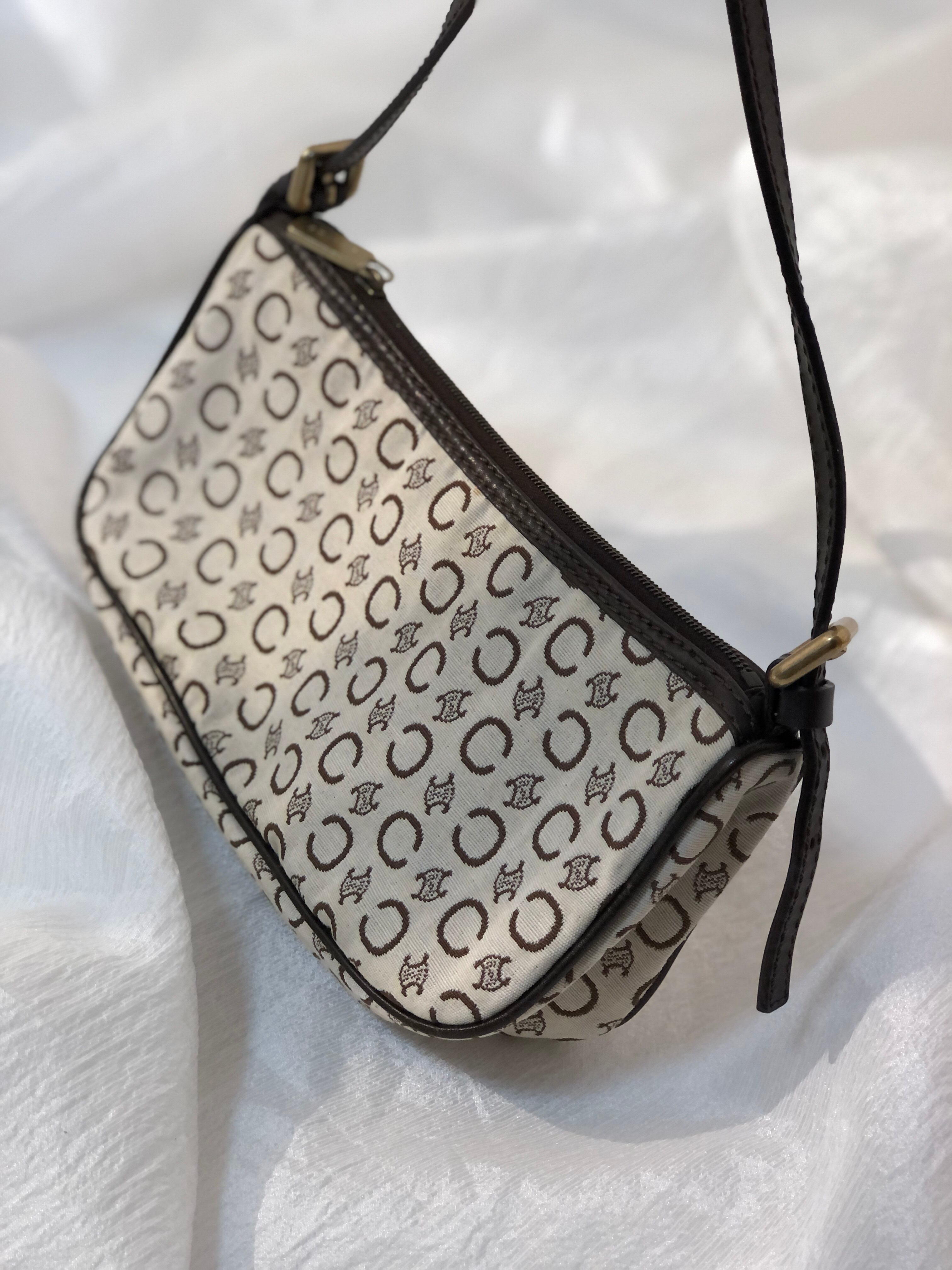 CELINE セリーヌ Cマカダム ファブリック×レザー ホーボーバッグ
