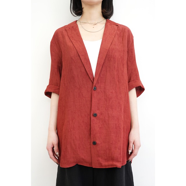 [D.HYGEN] (ディーハイゲン) ST102-0623S Linen And Rayon Salt Shrink-Dyed Short-Sleeved Tailored Shirt