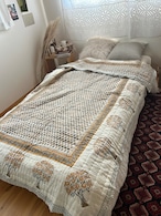 マンゴーツリー　コンフォートブランケット　ブロックプリントキルト　お布団　