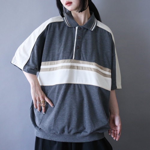 good coloring switching design over silhouette shirt pullover