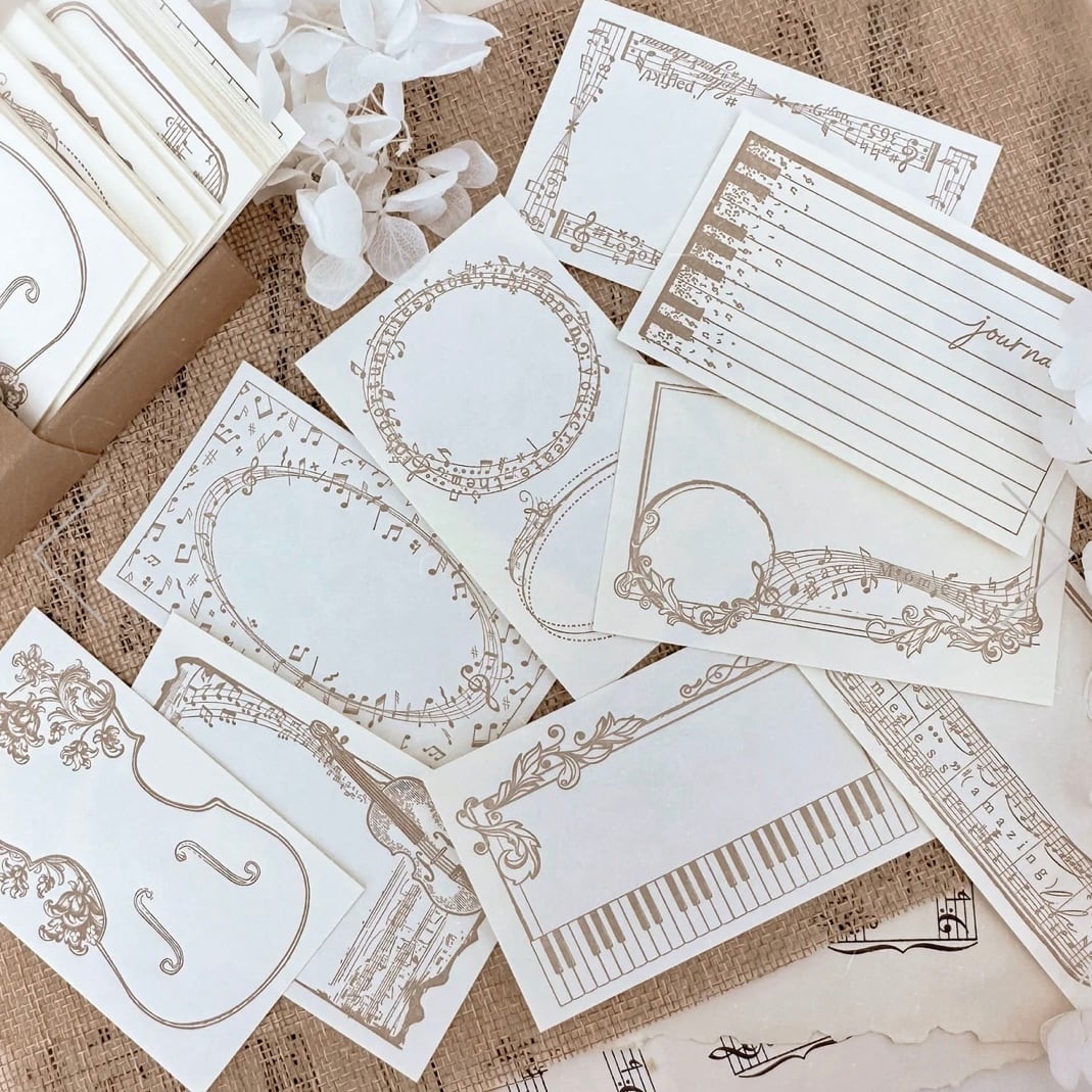 journal pages 【MUSIC NOTE LETTERPRESS LABEL STICKER 】 half