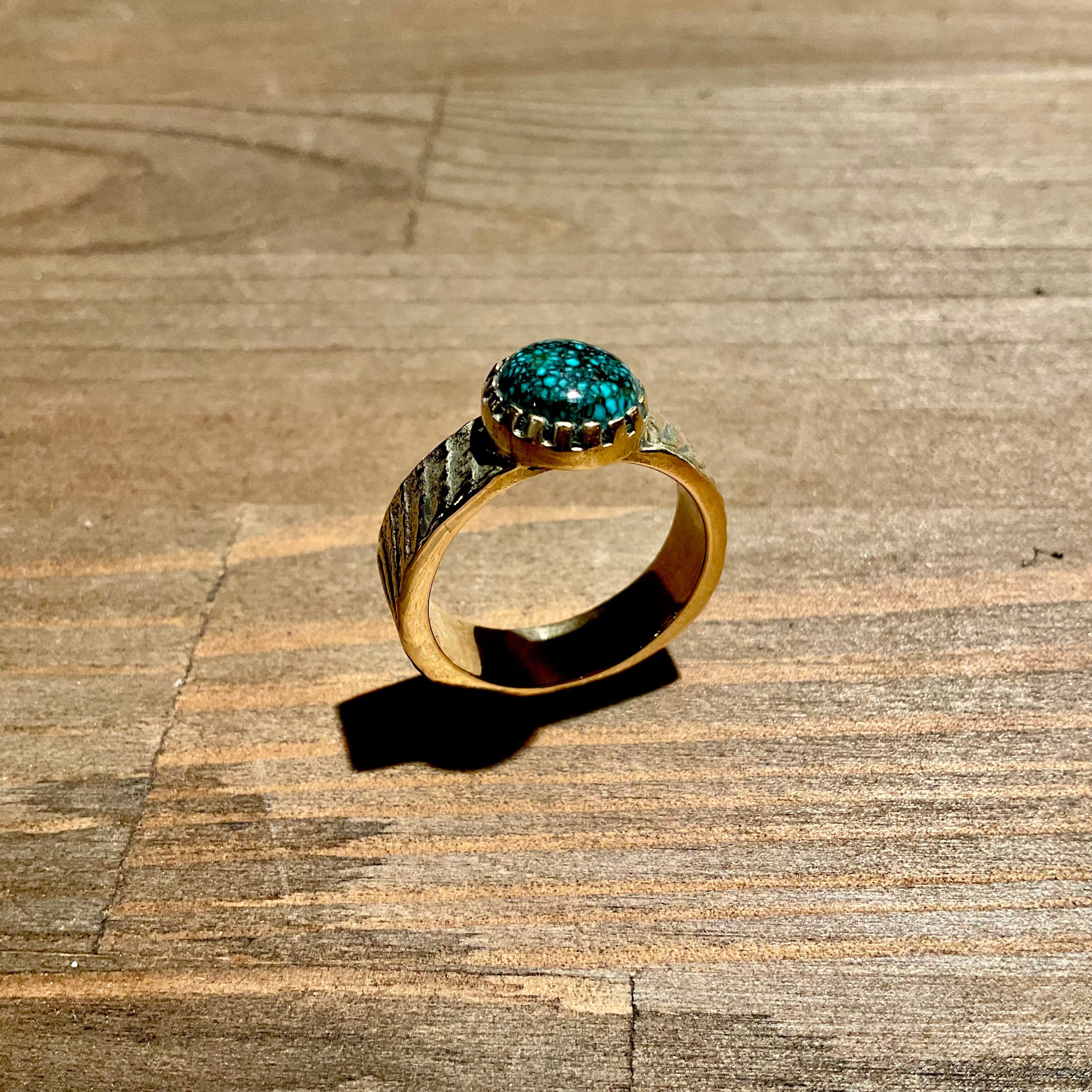 Lander Blueターコイズ WHEEL WORKS Lander Blue turquoise 18K Gold Ring