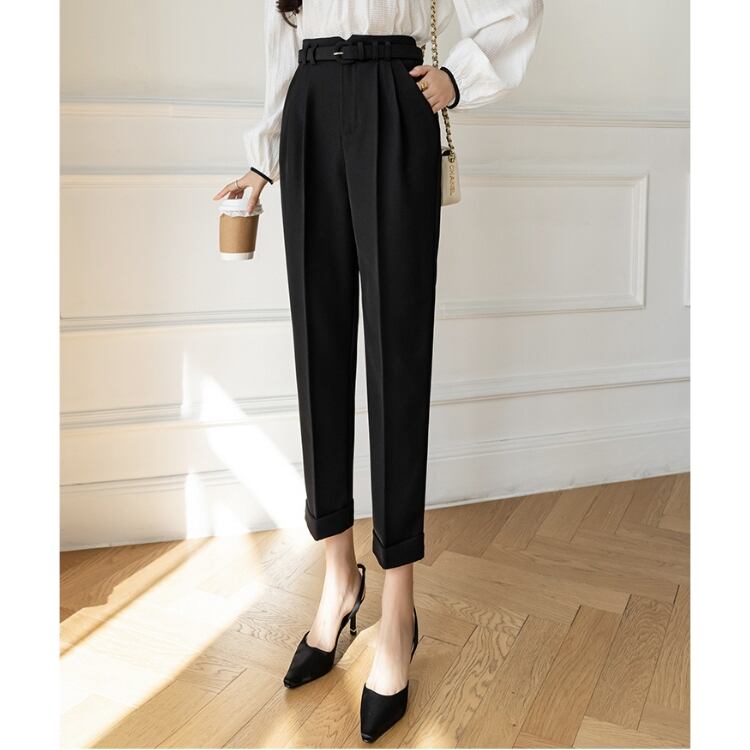 センタープレス ハイウエスト クロップドパンツ 3col N00012