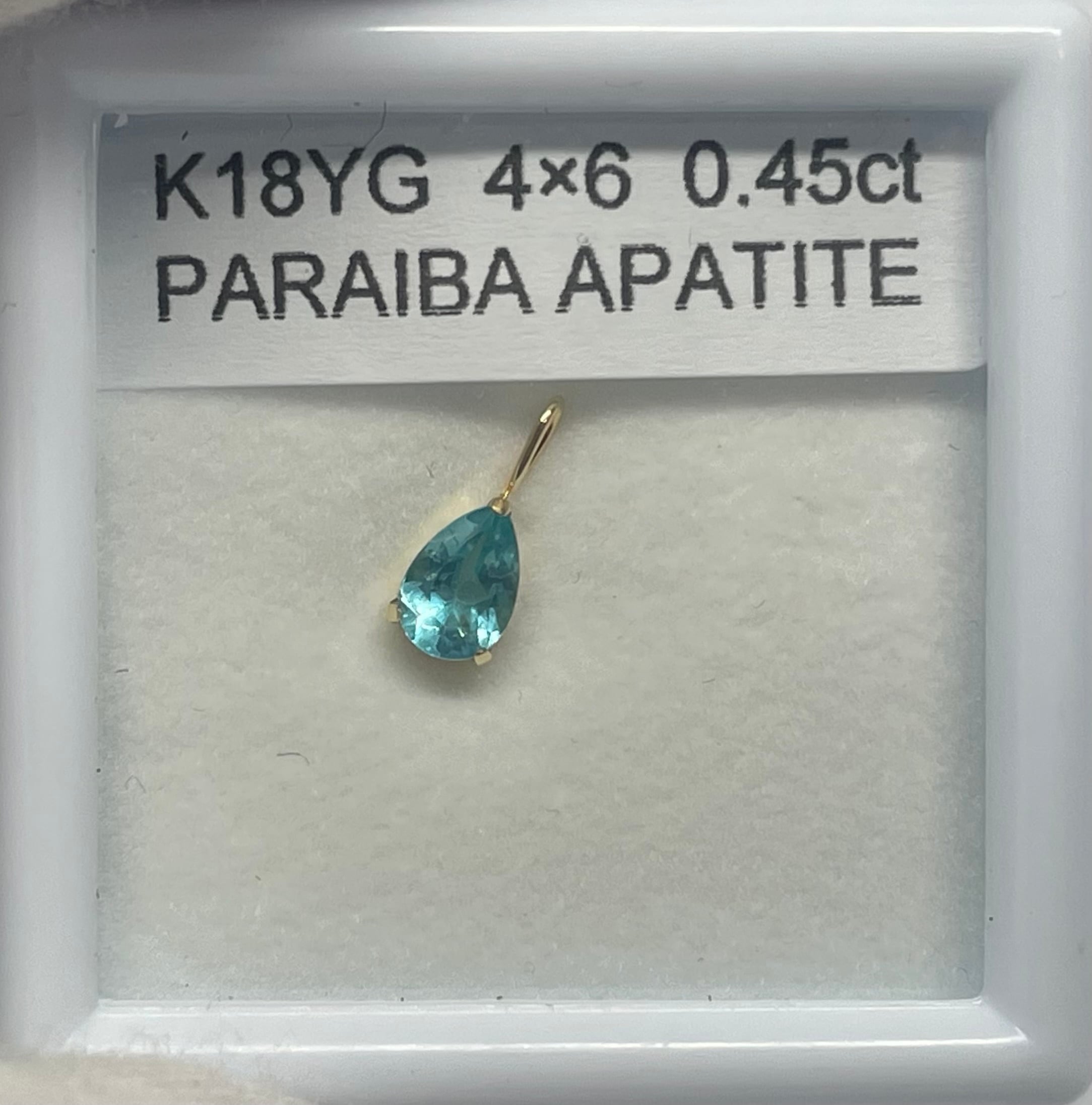 パライバアパタイト ペンダントトップ K18YG 0.45ct | Pay ID