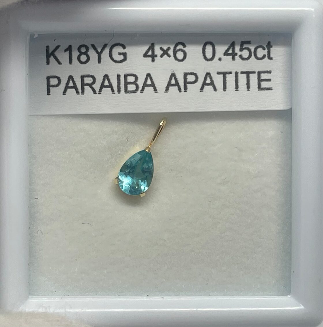 パライバアパタイト ペンダントトップ K18YG 0.45ct | PAY ID