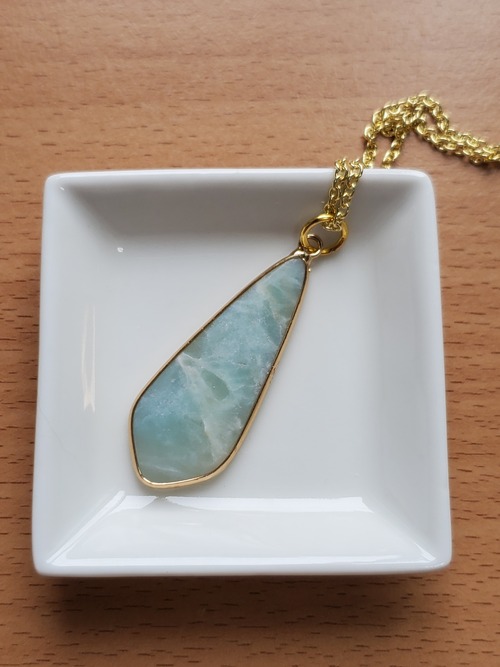 珍しいラリマーのスライスカットのネックレス 送料無料