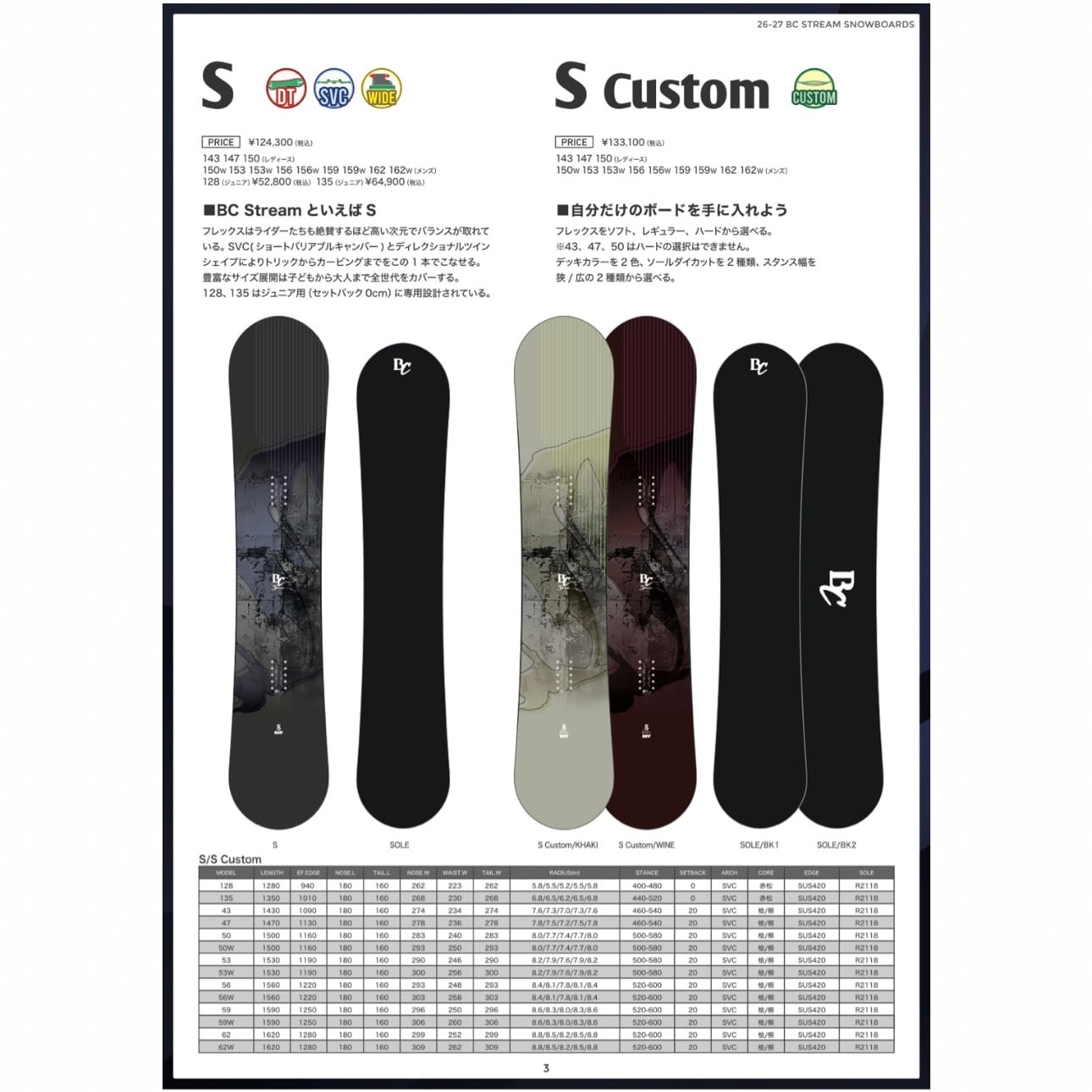 bc stream Sスノーボード 143cm