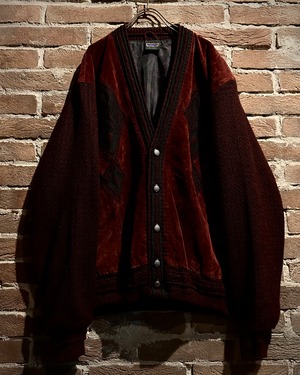 【Caka act3】80’s Suede Leather Switching Euro Vintage Cardigan Jacket