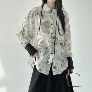 Water-Color Flower Collared Shirt【TR3121】