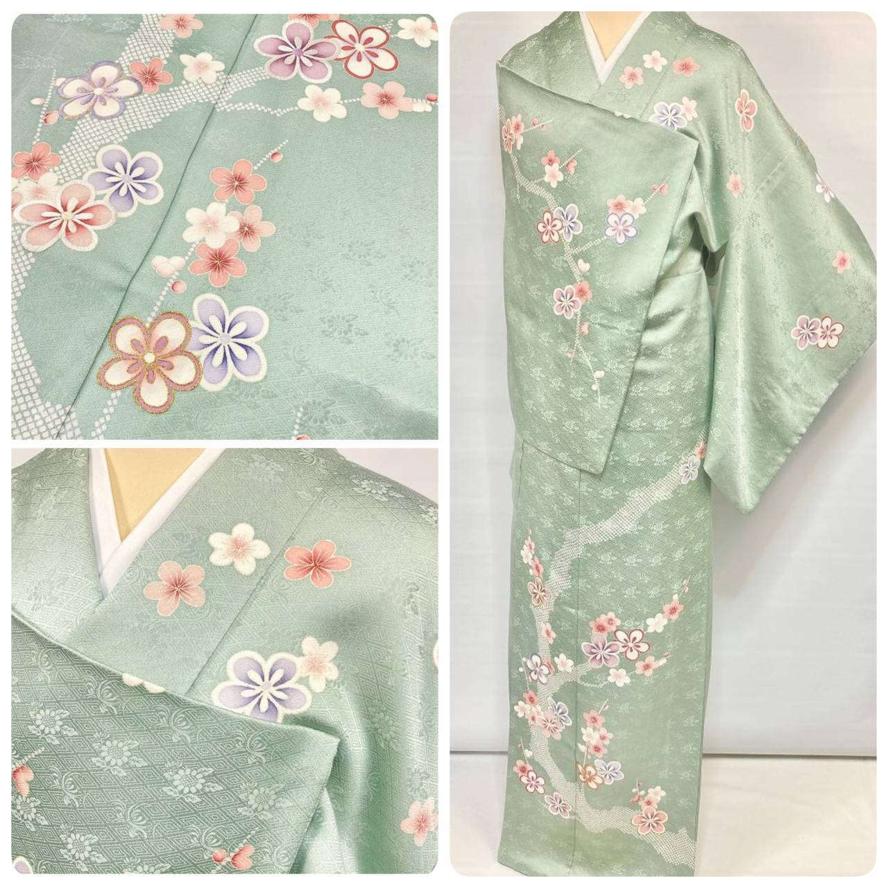 有松絞り【浴衣】花 夏着物 綿 有松鳴海絞り 白 水色 ピンク 102