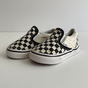 -USED- "KID'S" VANS SLIP ON  [CHECKER BOARD] -9.5-