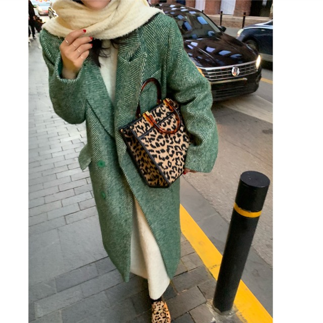 green plaid wool coat　＜c1472＞