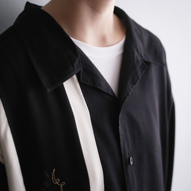 asymmetry switching embroidery design big l/s shirt