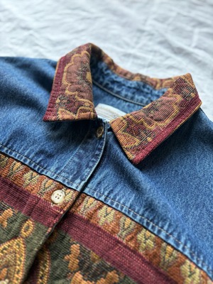 Artistic Pattern Tapestry Denim Jacket