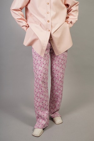 JACQUARD FLOWER SLIT PANTS (PINK) 2202-93-68