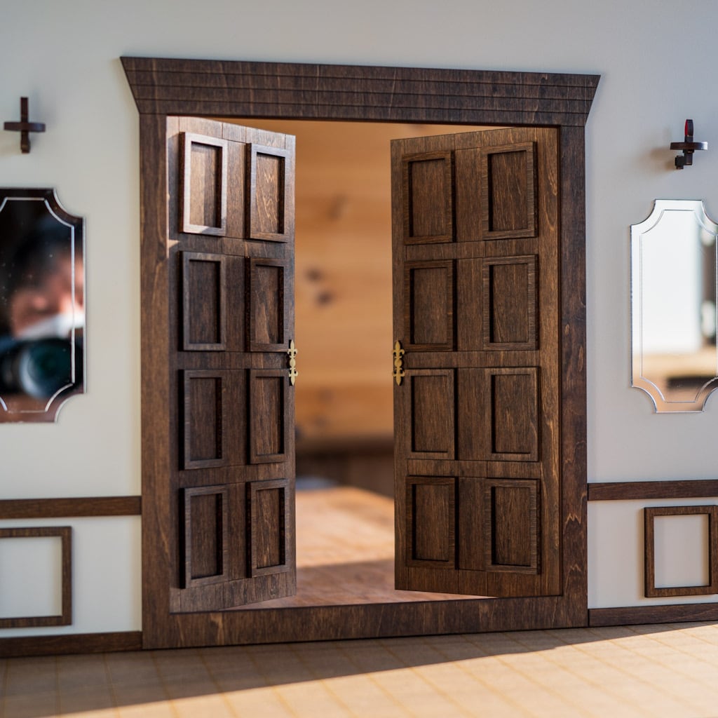 1/6スケールドールハウス両開きの大きなドア | kkcompany