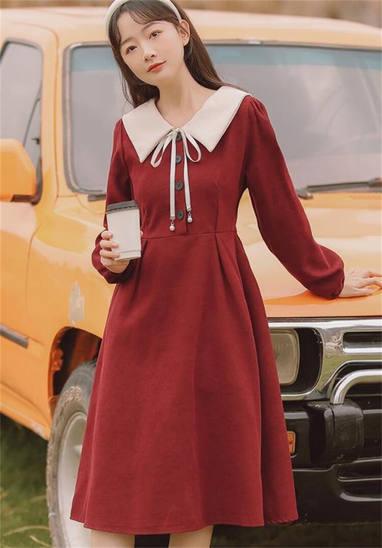 オシャレの幅が広がる レースアップ プライミング ベルフラワー 秋 長袖 Aライン