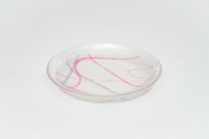 K-05 / 和紙ガラス皿 （飛竜紙 桃と紫） / 清水和紙