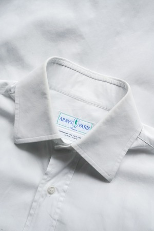 00's "ARNYS PARIS" White Color Cotton Broadcloth French Cuffs Shirt
