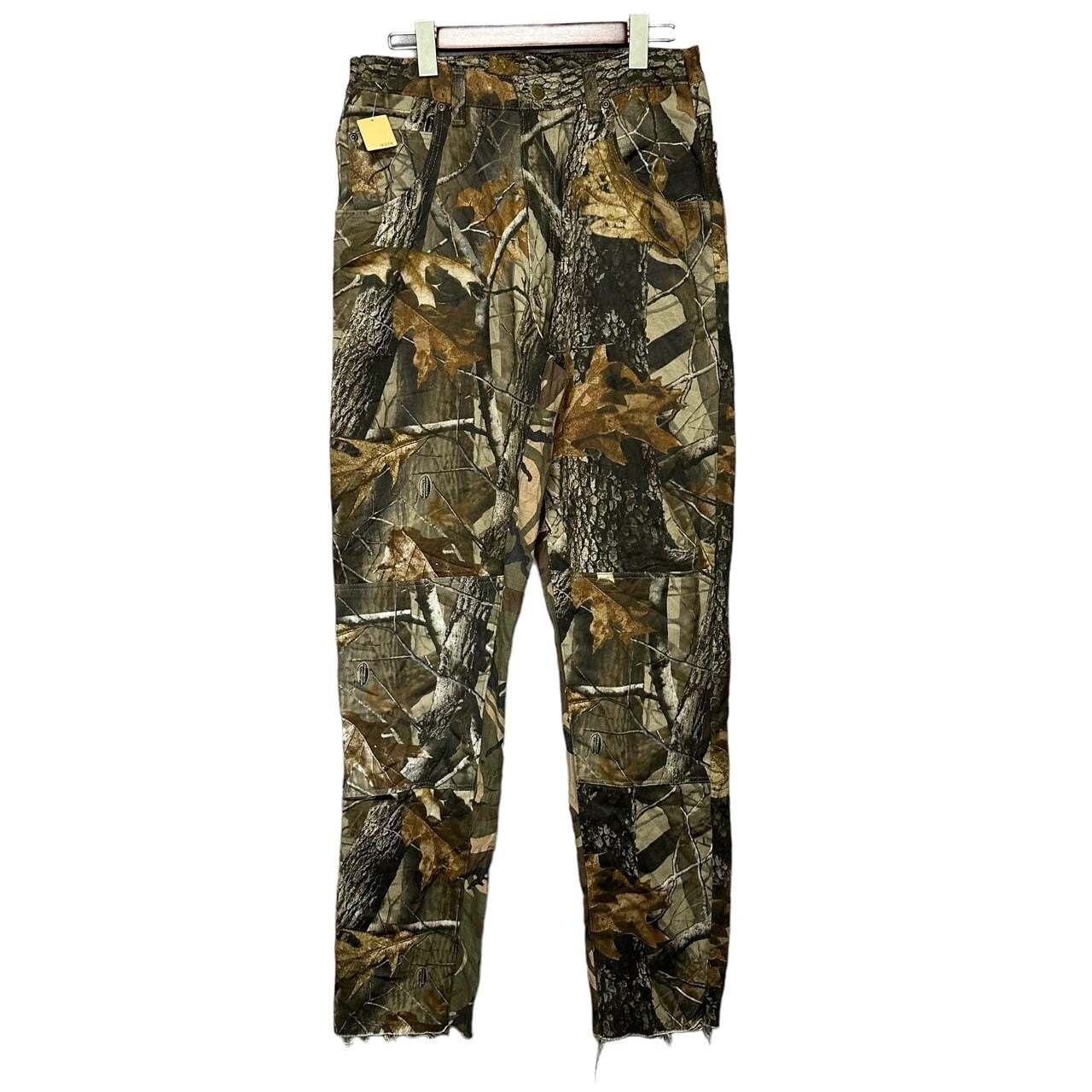 W34×L32】wrangler リアルツリーパンツ ダブルニー 切りっぱなし 革 