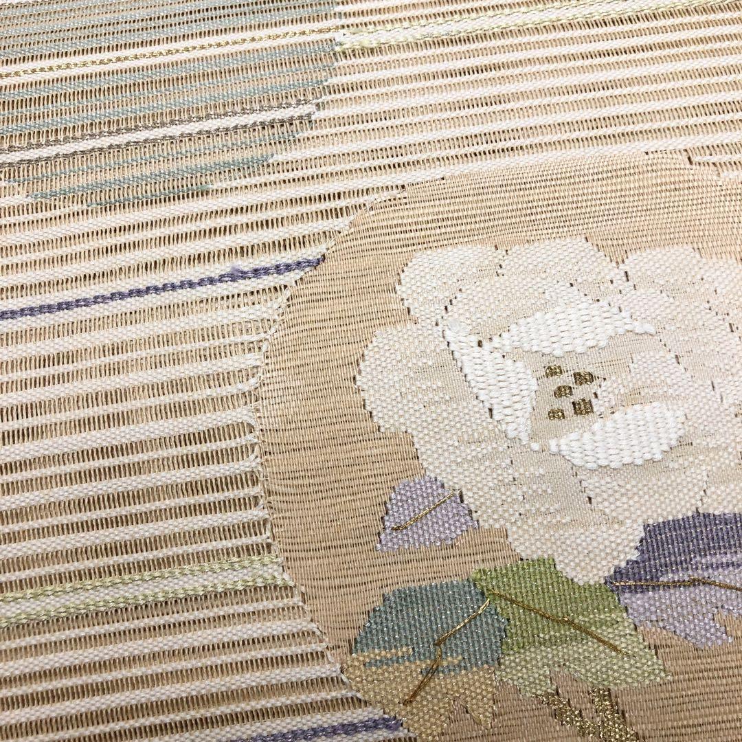 O-2691 夏帯 名古屋帯 絽綴れ 丸に牡丹の花 生成色 - 通販 - csa