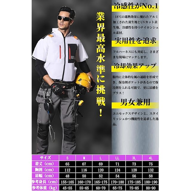 Letibe] 【日本優良企業】 37460mAh 42V 空調作業服 半袖 ハイバック