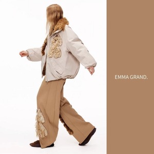 ぬくもりを連れて歩く、ふたりの子犬のファーパンツ E00622