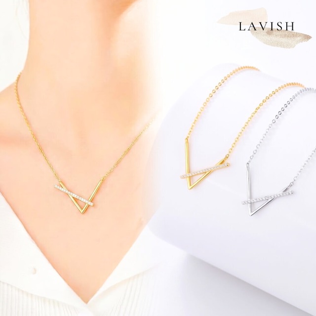 ワイドVモチーフ ネックレス ｜ 上品 レディース