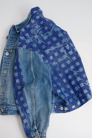 【TSTS】GINGHAM PRINT VINTAGE DENIM JACKET