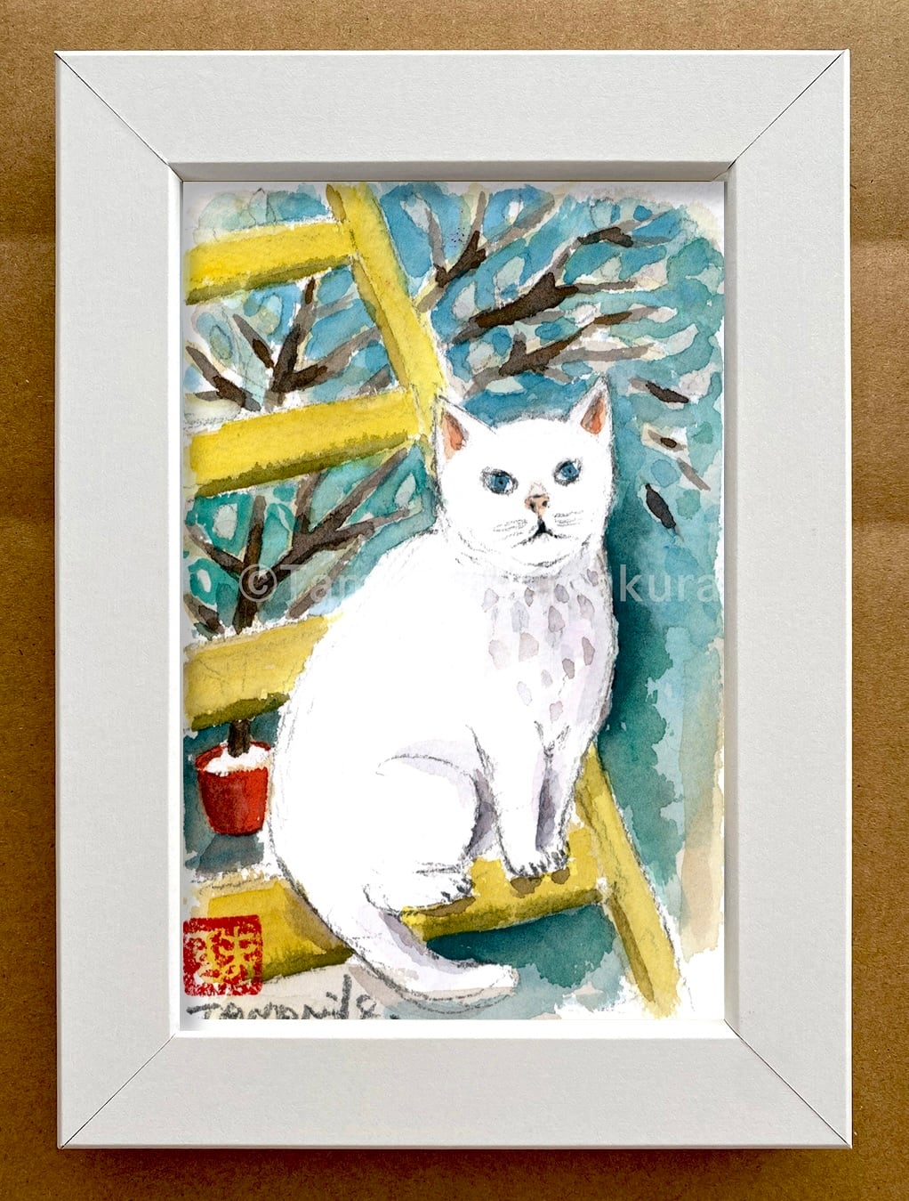 原画「マグノリアと白猫」ポストカードサイズ | Any Kind Of Blue 猫や