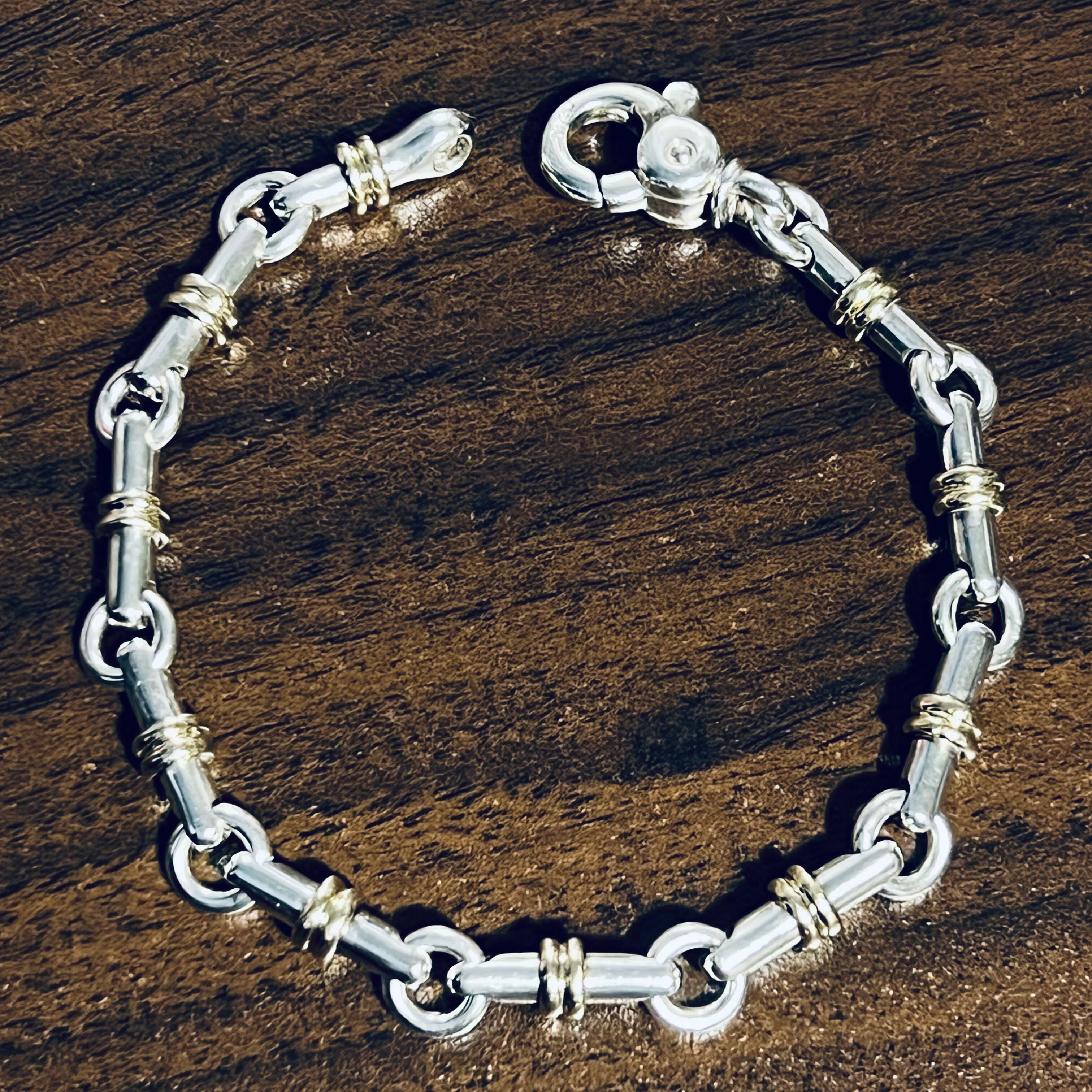 VINTAGE TIFFANY & CO. Bar Link Bracelet Sterling Silver & 18K Gold | ヴィンテージ  ティファニー バー リンク ブレスレット スターリング シルバー & 18K ゴールド | THE OLDER VINTAGE powered by  ...