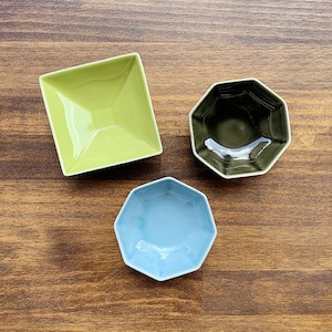有田焼　豆小鉢　（グリーン・オリベ・ブルー） 14-004