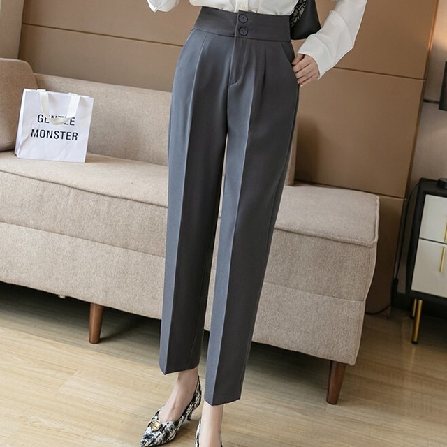 ボトムス パンツ レディース スラックスパンツ テーパードパンツ ズボン 9分丈 ストレート ハイウエスト 大人可愛い きれいめ 大人 上品 おしゃれ お洒落 かっこいい こなれ感 クール 送料無料 存在感 無地 春 秋 冬 発表会 演奏会 お呼ばれ 20代 30代 40代 50代  ビジネス OL 通勤 学生 通学 デート お出かけ 女子会 着回し 普段使い 韓国 韓国系 ファッション コーデ スタイル モテ 体型カバー S M L XL 黒 ブラック 茶色 ブラウン 灰色 グレー