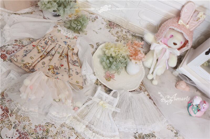 4分/MSD/MDDサイズ ドール用 うさぎ ドレスセット | ドール服の 4分/MSD/MDDサイズ ドール用 うさぎ ドレスセット | ドール服の