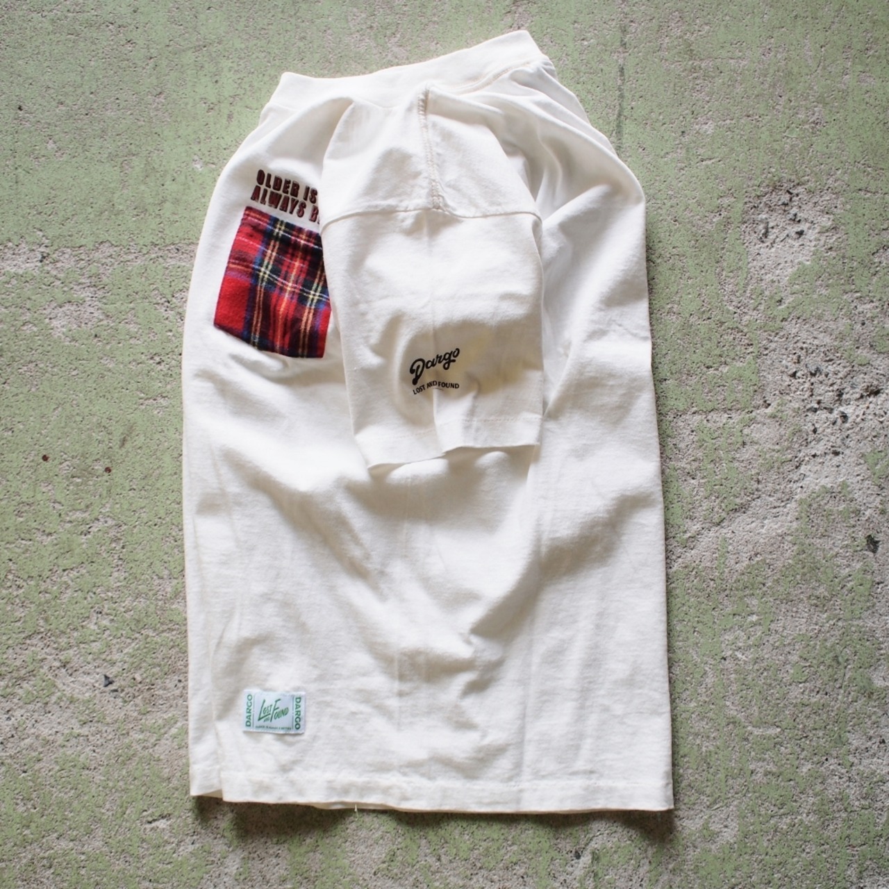 【LOST AND FOUND】"Bean Check" Remake Pocket T-shirt (KINARI)